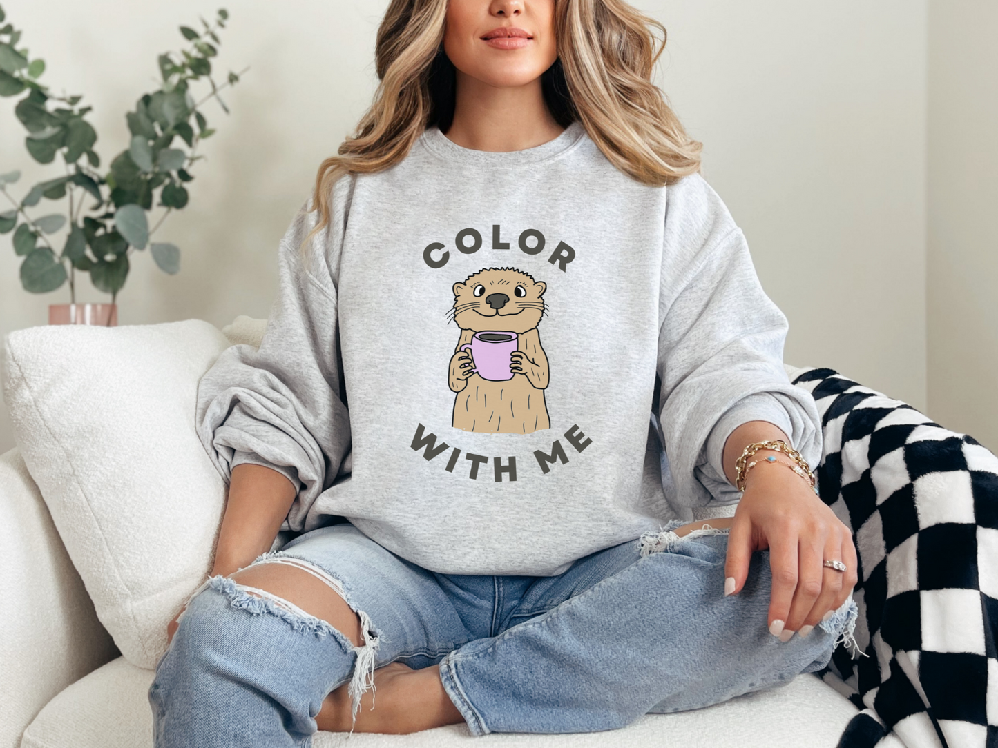 Color with Me Cute Otter Sweatshirt