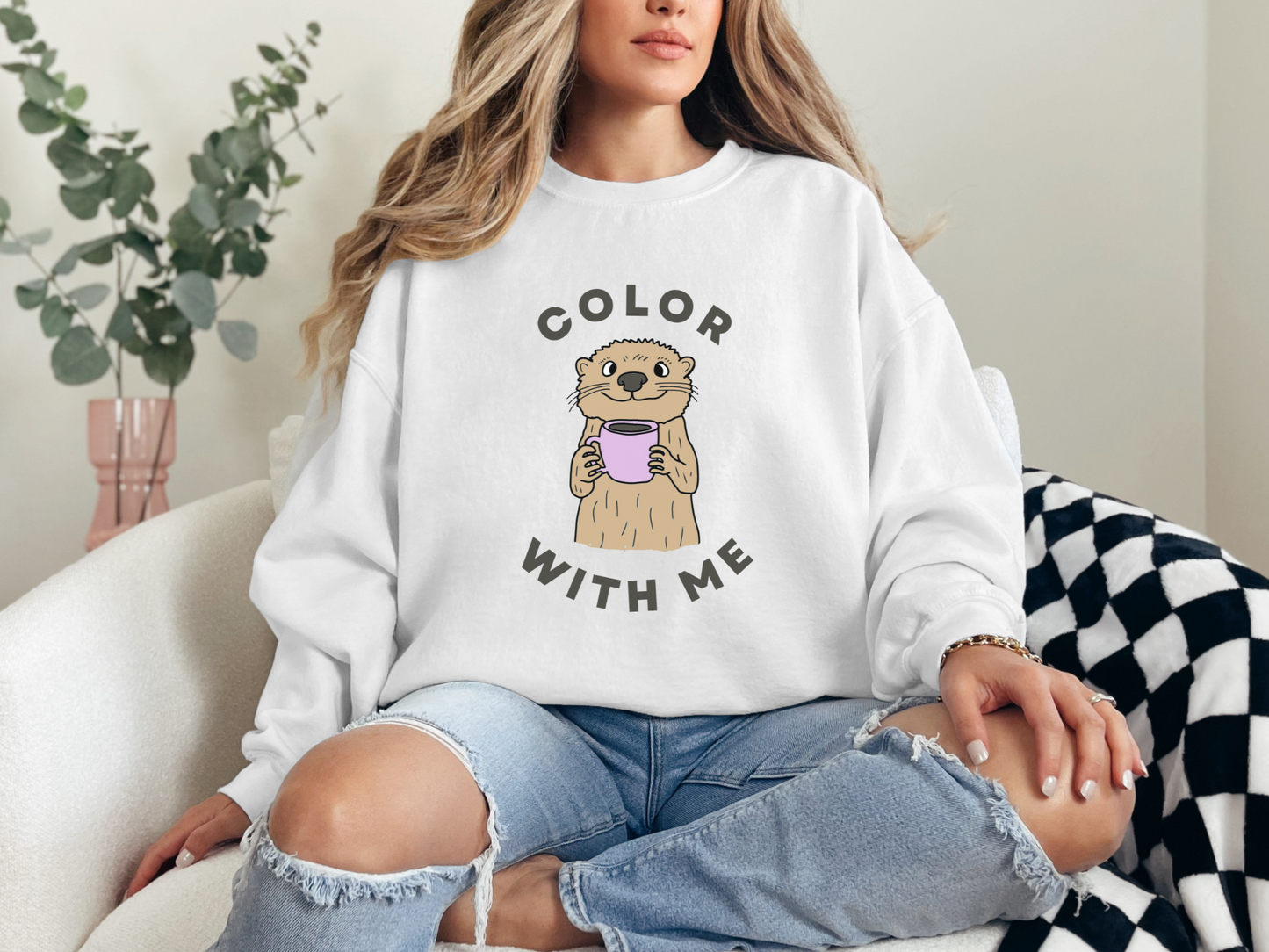 Color with Me Cute Otter Sweatshirt