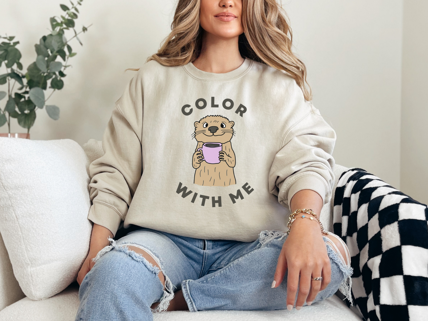 Color with Me Cute Otter Sweatshirt