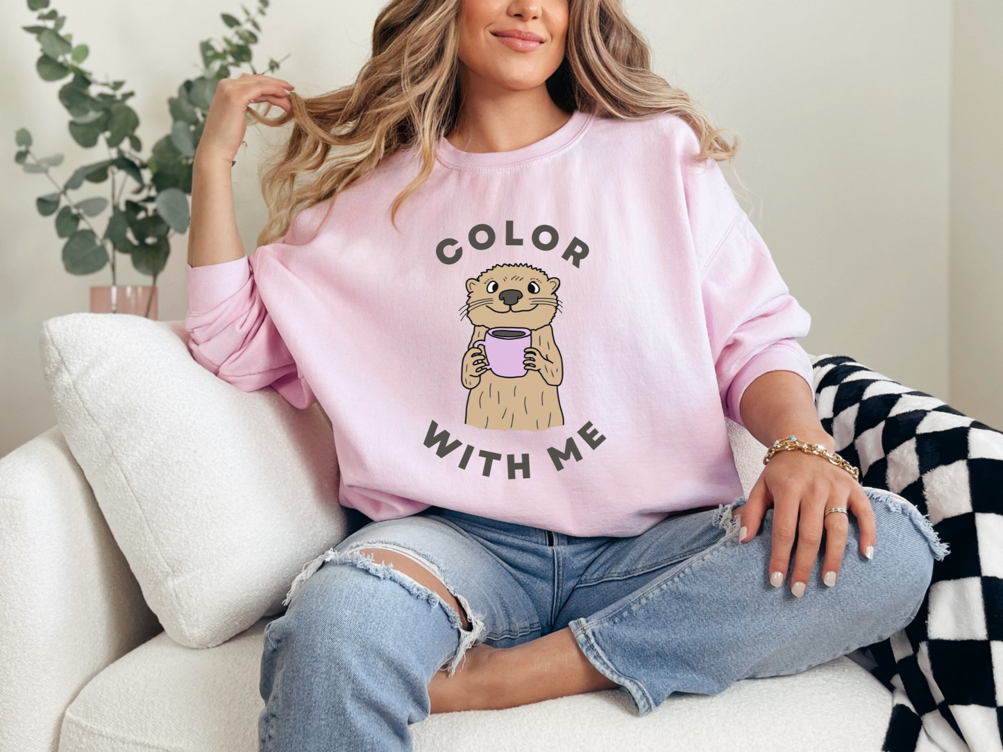 Color with Me Cute Otter Sweatshirt