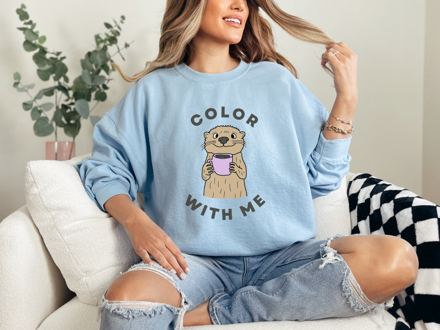 Color with Me Cute Otter Sweatshirt