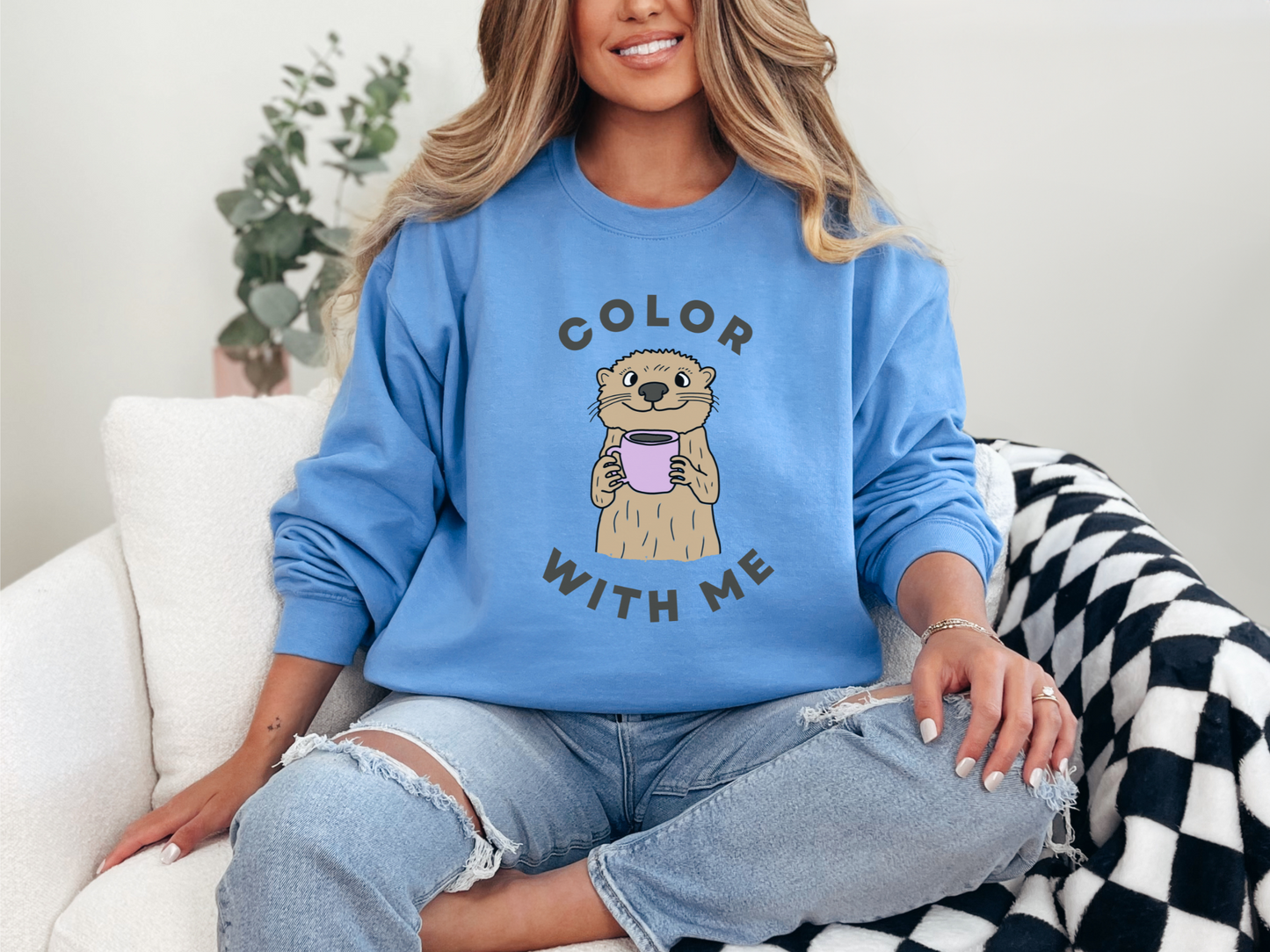 Color with Me Cute Otter Sweatshirt