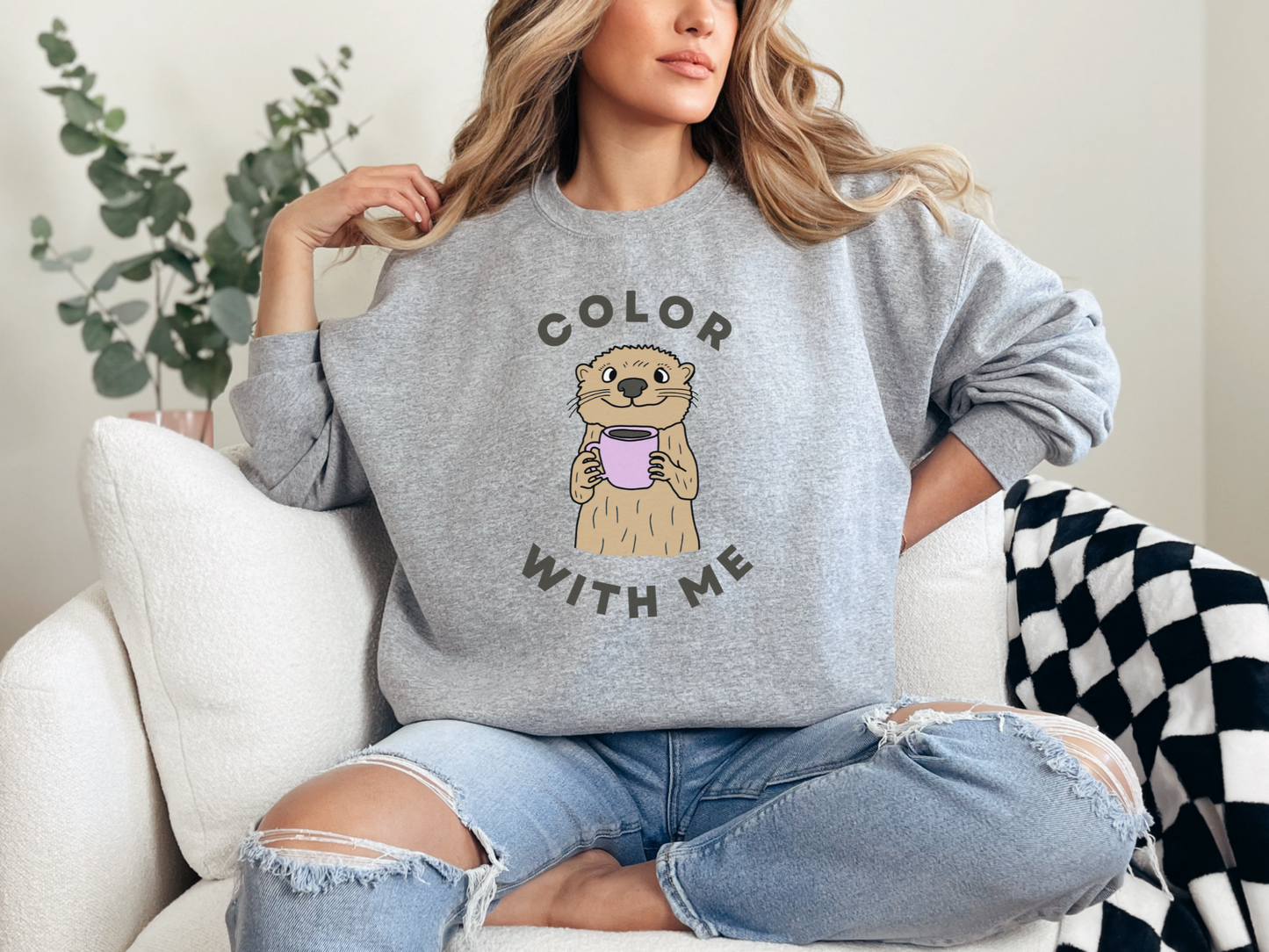 Color with Me Cute Otter Sweatshirt