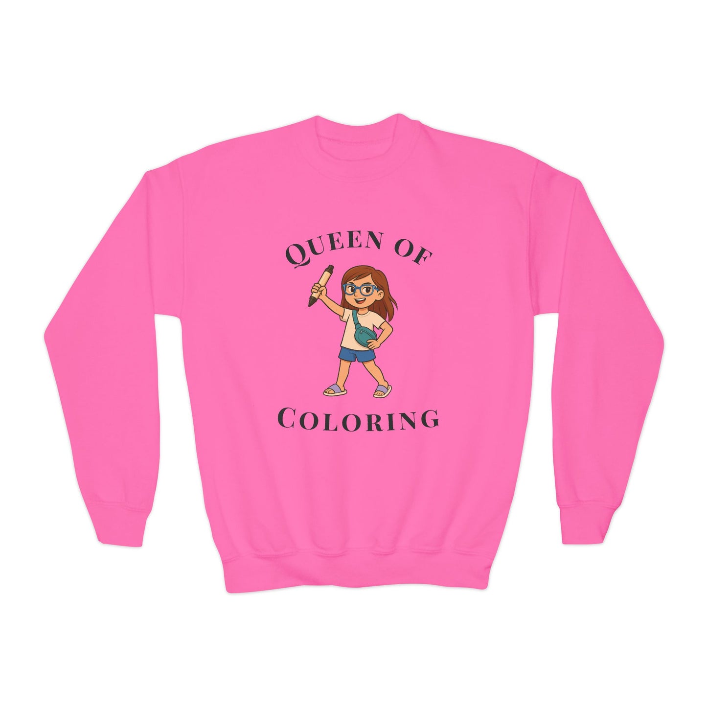 Queen of Coloring Sweatshirt - Youth Crewneck Kids Art Lovers