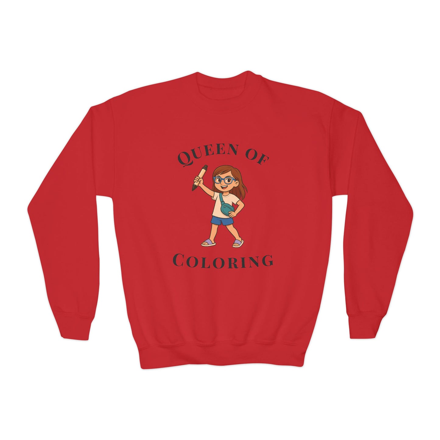 Queen of Coloring Sweatshirt - Youth Crewneck Kids Art Lovers